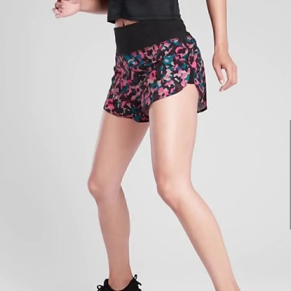 Athleta Running Free Pink Camo Print Short